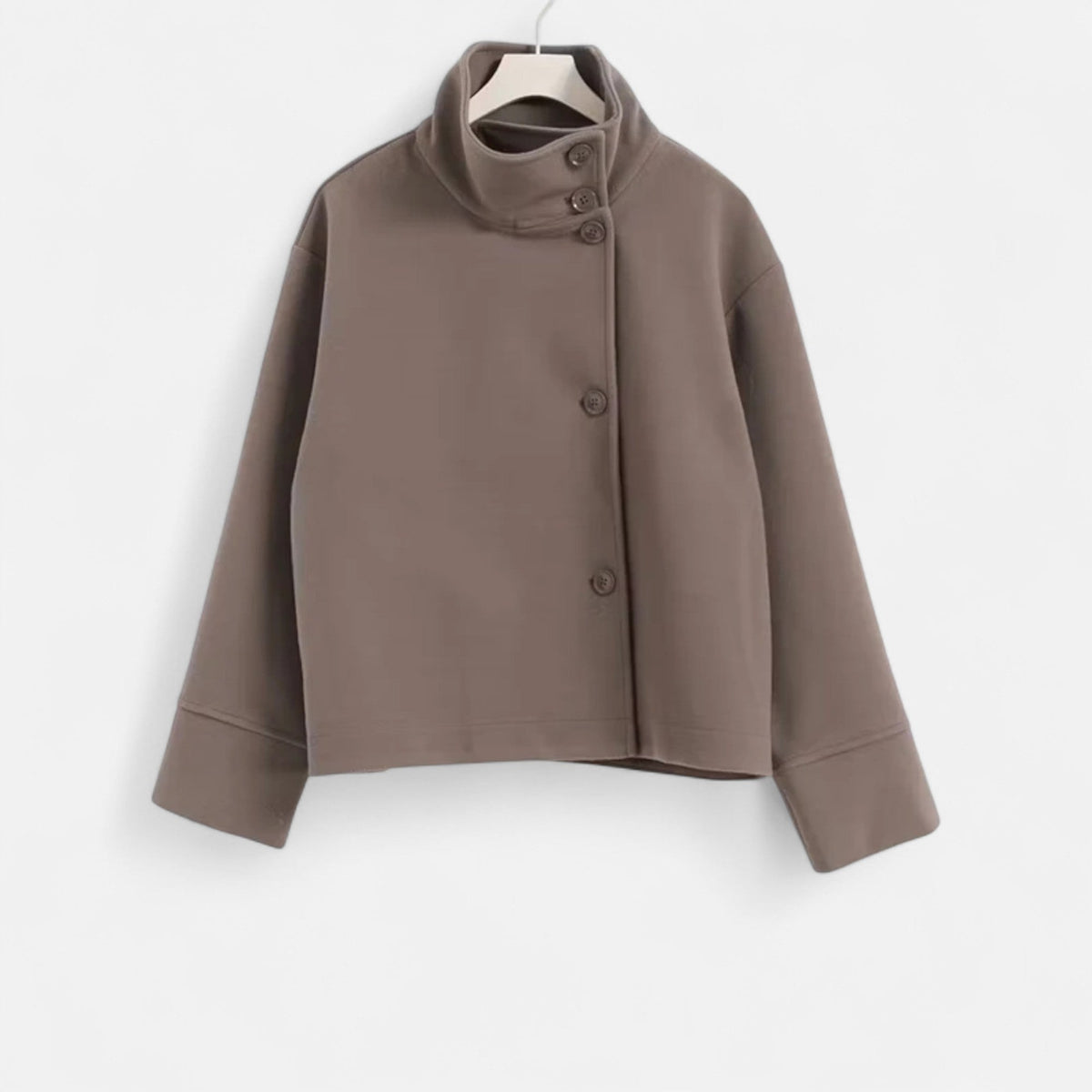 Manteau court femme col montant chic structuré hiver
