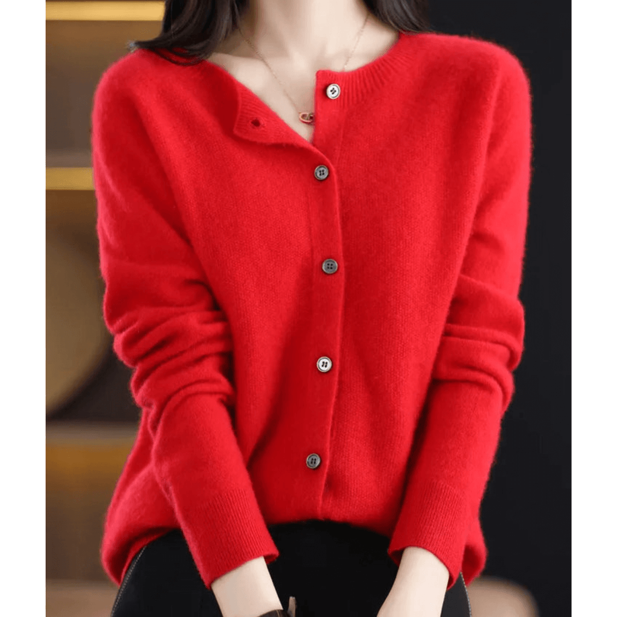 Cardigan Encolure en V Fermeture Boutonnée pour Femme