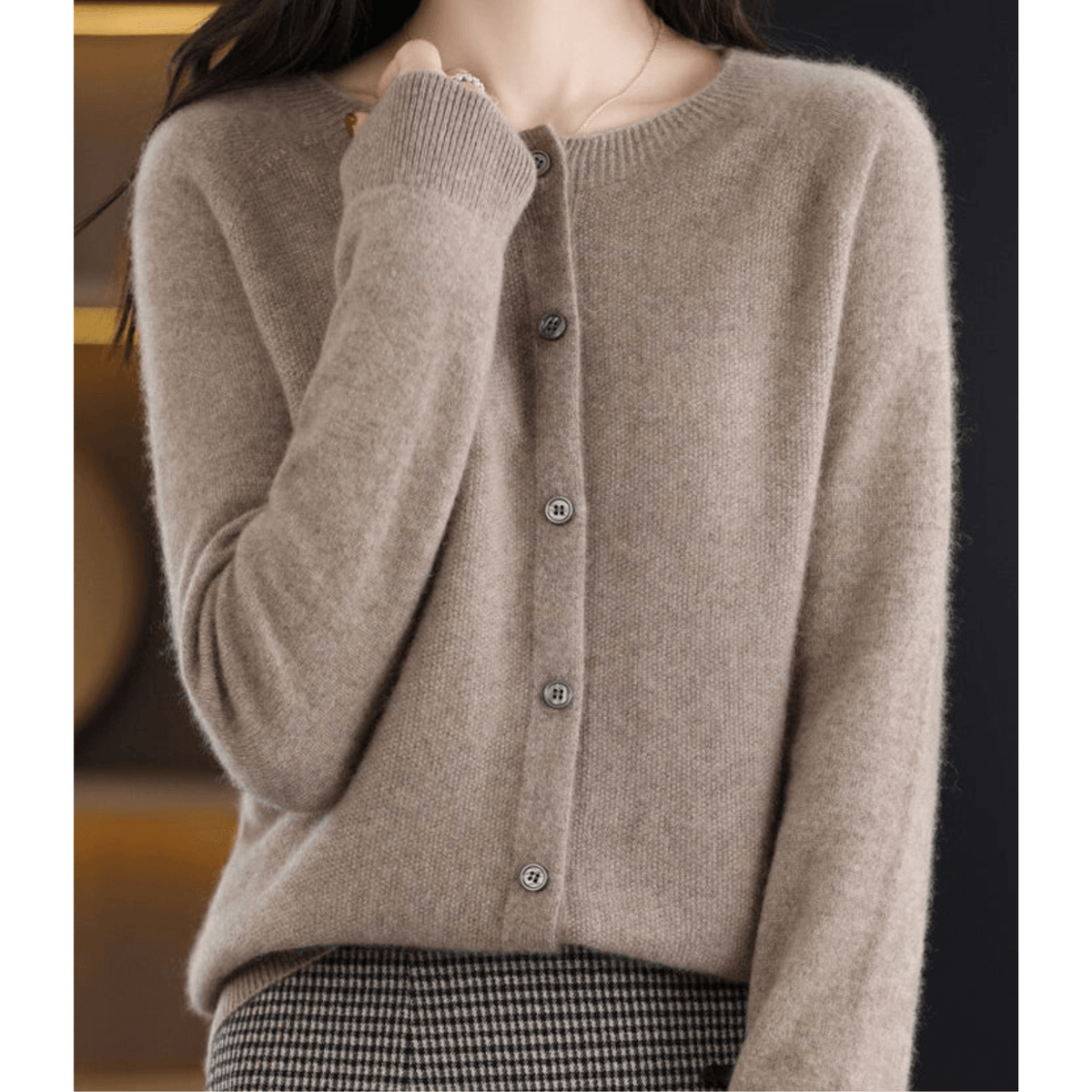 Cardigan Encolure en V Fermeture Boutonnée pour Femme
