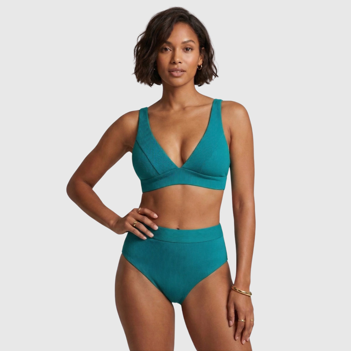 Bikini femme taille haute deux pièces maillot de bain maintien ventre sans armatures