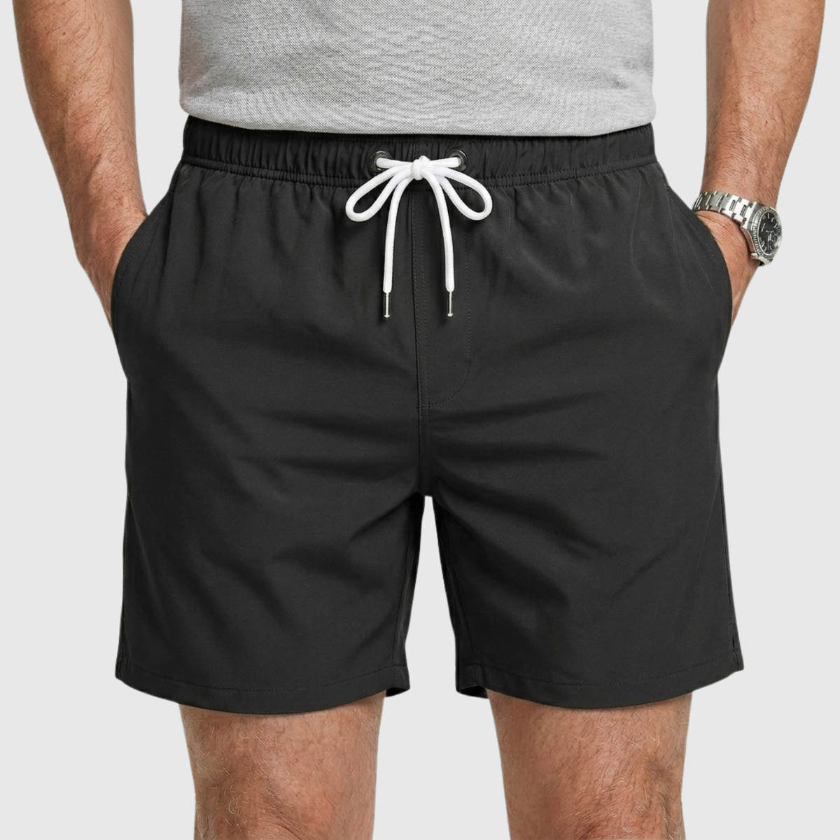 Short de bain homme séchage rapide taille élastique avec cordon et poches