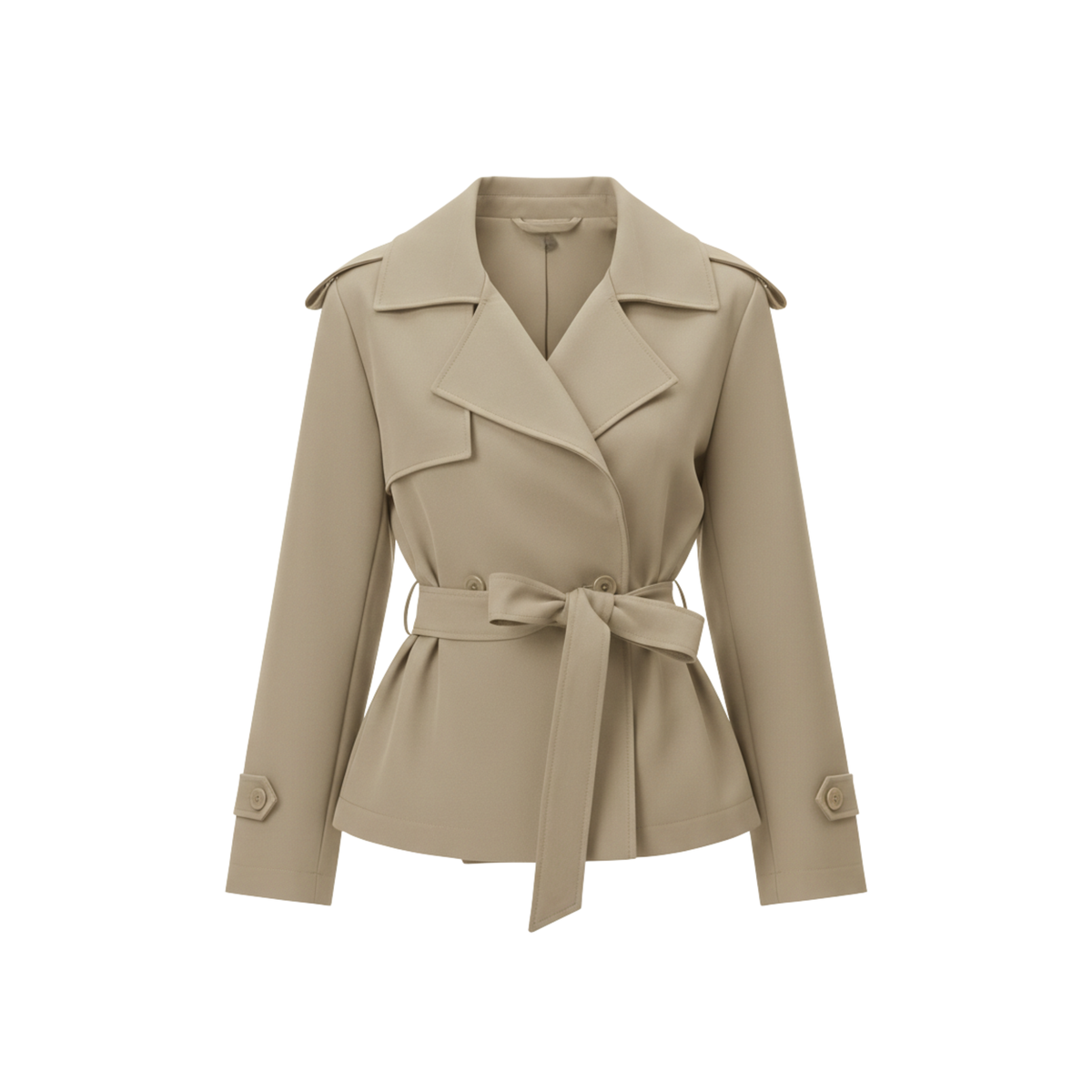 Trench Court Col à Revers Ceinture Nouée pour Femme