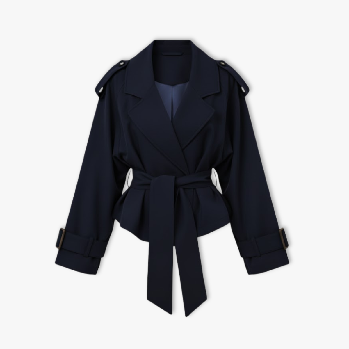 Trench court femme coupe-vent revers laçage taille moderne