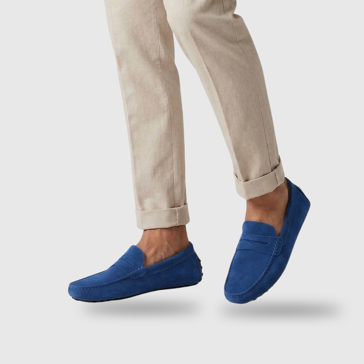 Mocassins homme daim type driving à enfiler semelle souple antidérapante
