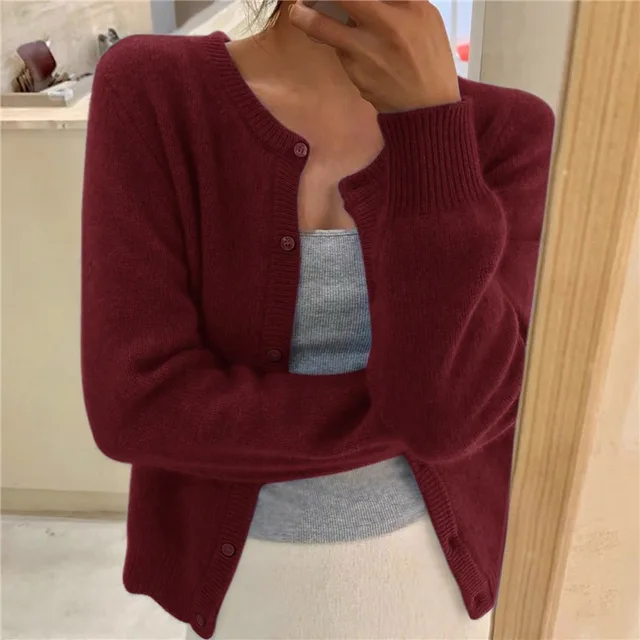 Cardigan Sydney da donna in maglia fine, vestibilità ampia ed eleganza naturale