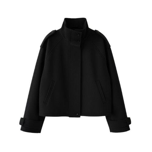 Elegantní dámská vlněná bunda se stojáčkem v chytrém ležérním stylu