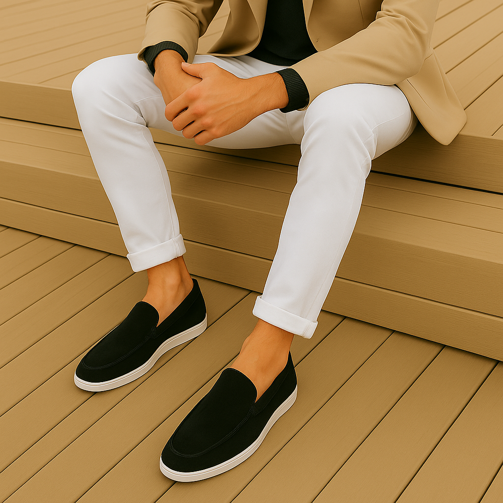 Mocassins homme daim souple semelle légère style raffiné