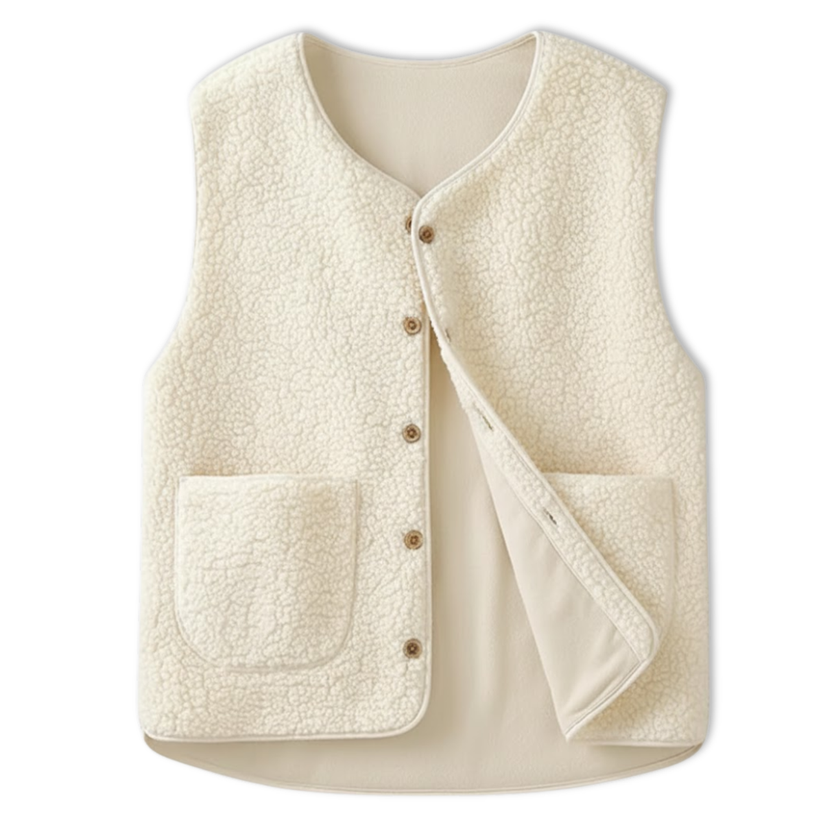 Gilet femme polaire teddy sans manches coupe ample chaud