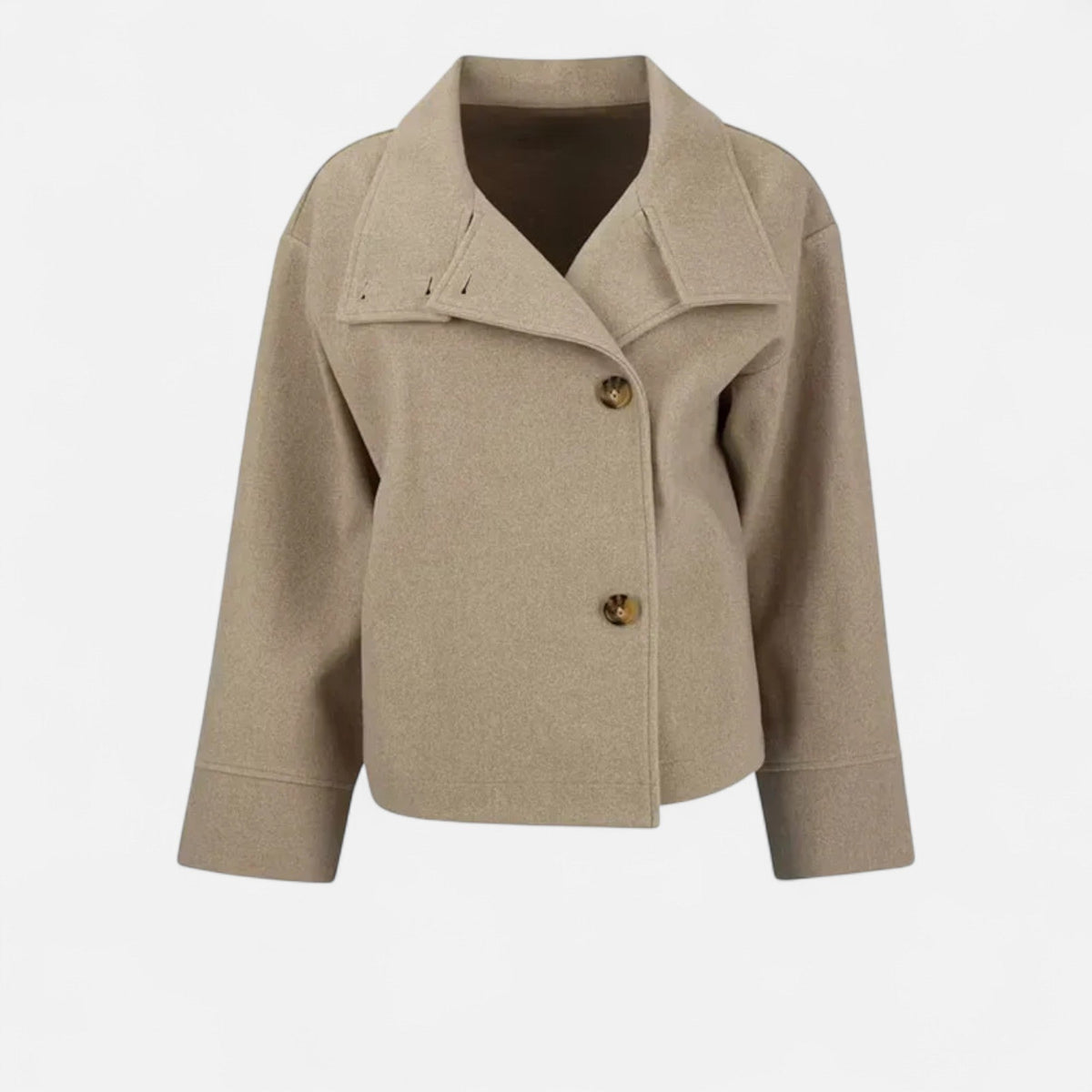 Manteau court femme col montant chic structuré hiver