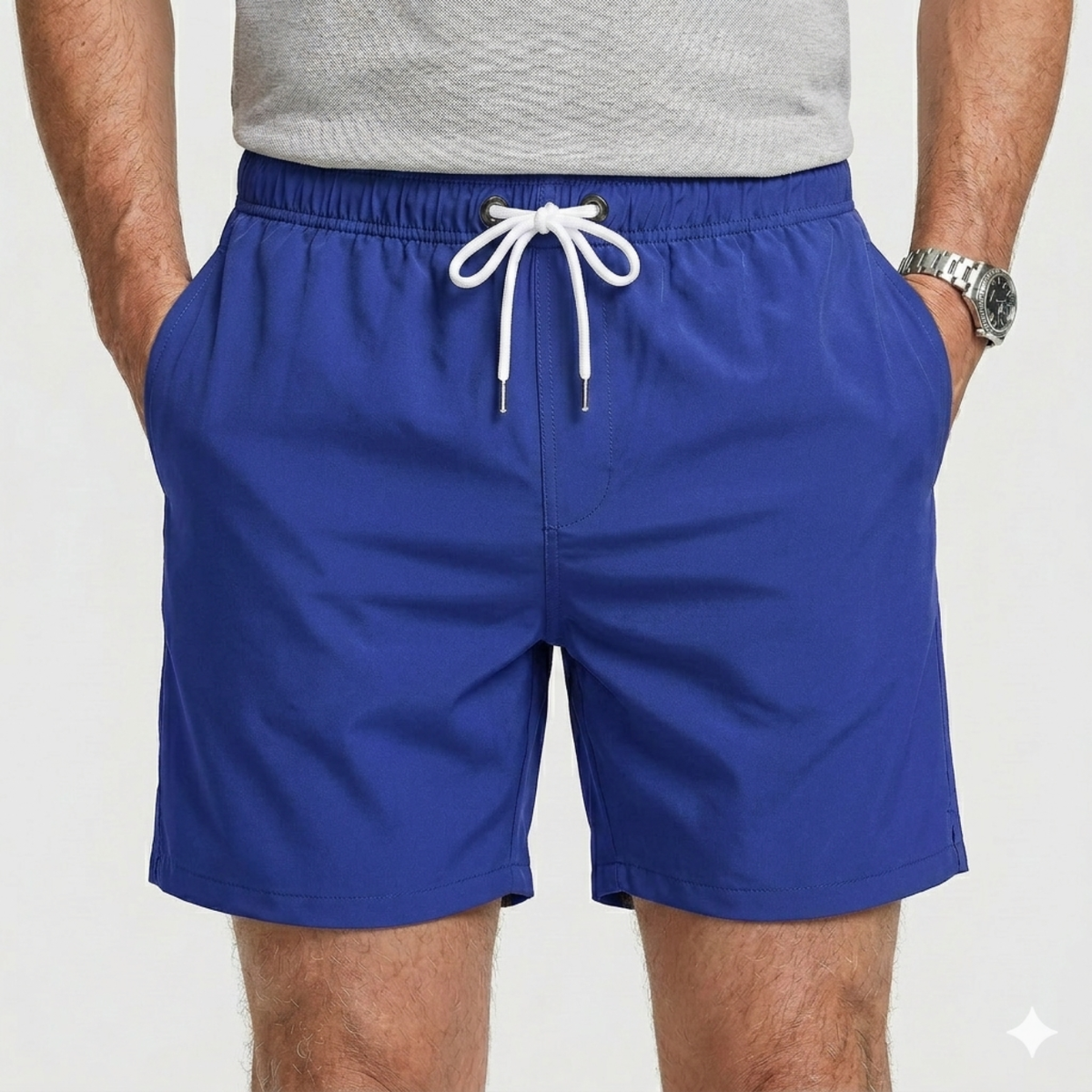Short de bain homme séchage rapide taille élastique avec cordon et poches