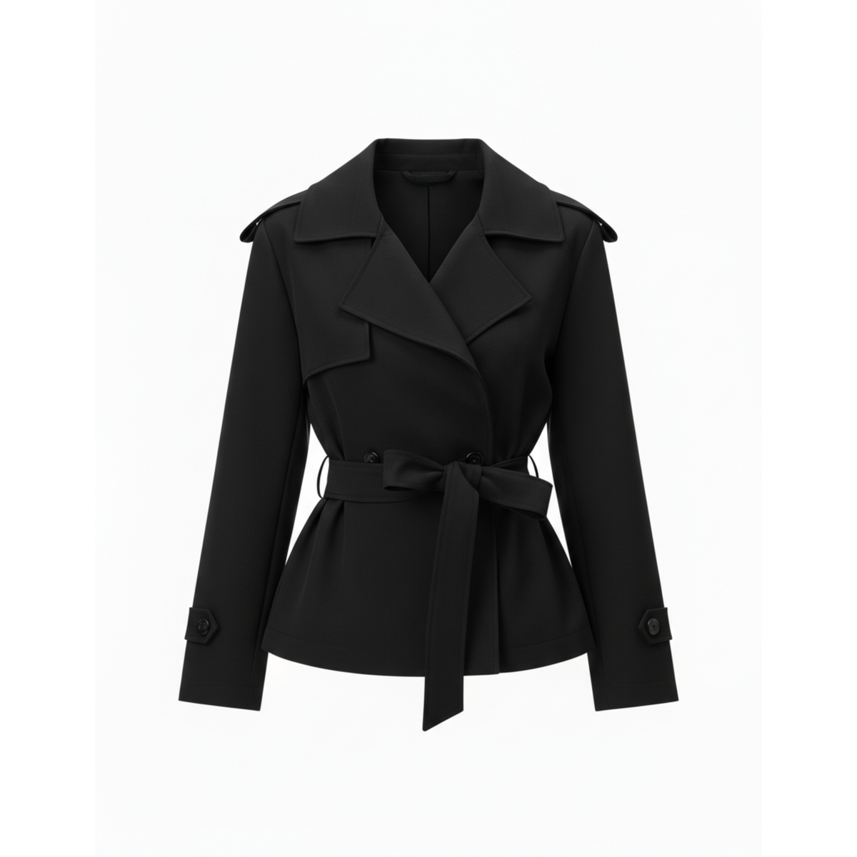 Trench Court Col à Revers Ceinture Nouée pour Femme
