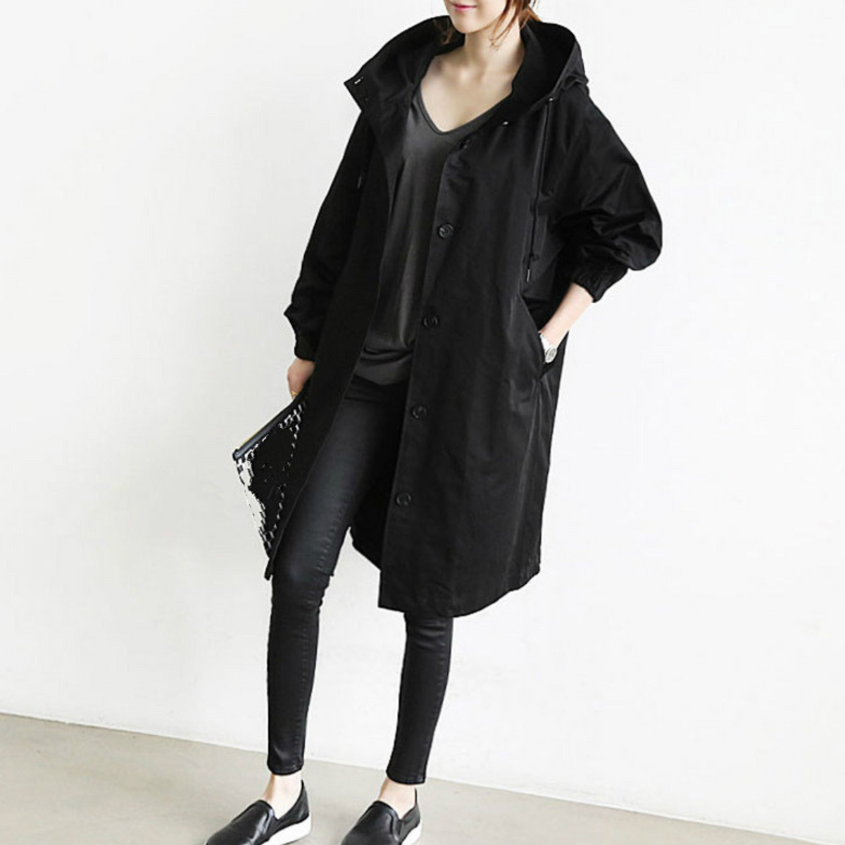 Trench-Coat Coupe-Vent Finition Imperméable pour Femme