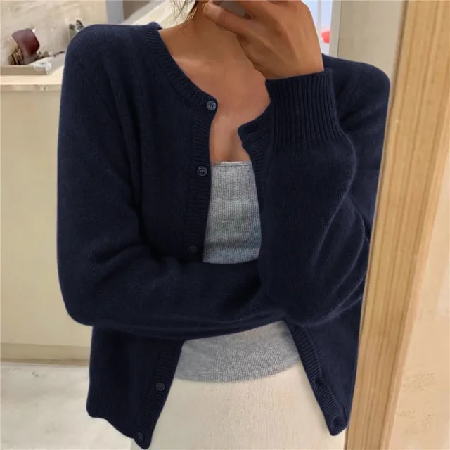 Cardigan Sydney da donna in maglia fine, vestibilità ampia ed eleganza naturale