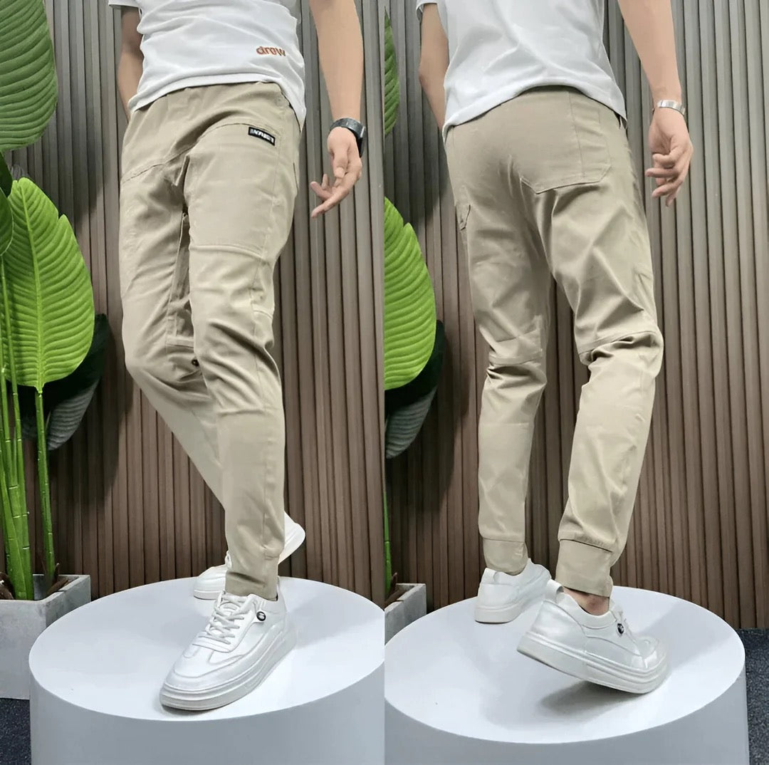 Pantalon cargo homme tissu élastique souple coupe moderne