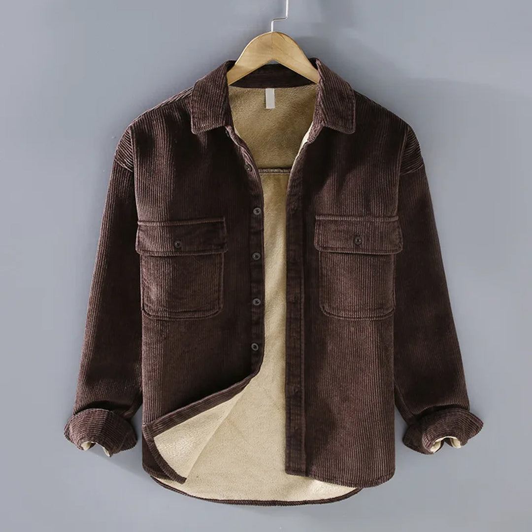 Chaqueta de pana cálida para hombre Peter, abotonada para el invierno