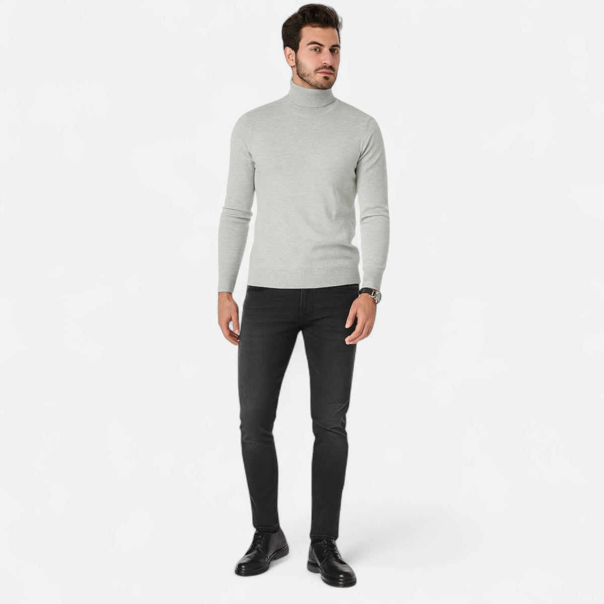 Col roulé homme laine pure artisanale chaleur raffinée hiver