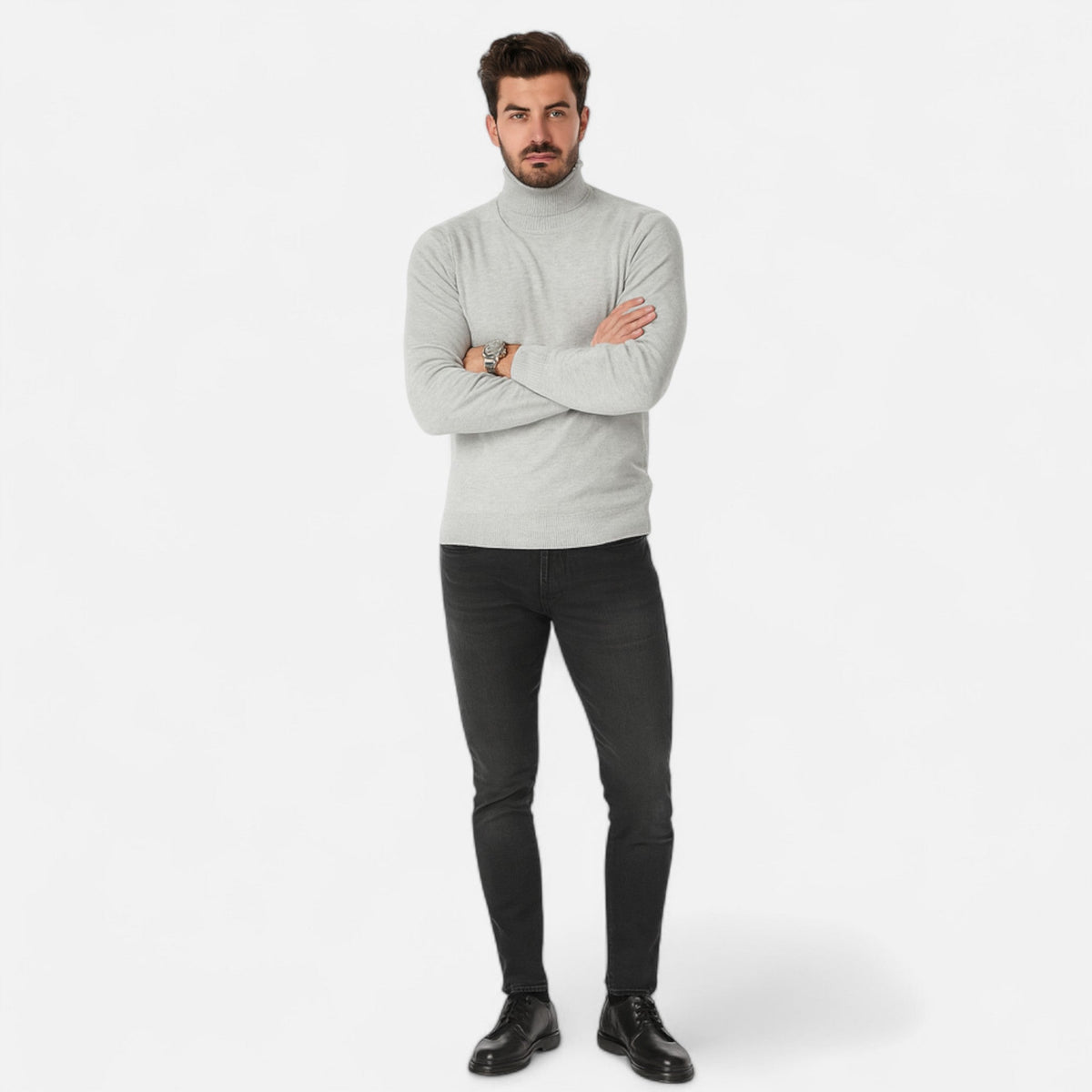Col roulé homme laine pure artisanale chaleur raffinée hiver