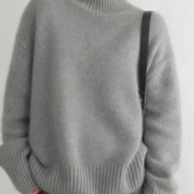Pull col roulé oversize femme cachemire chaud doux élégant