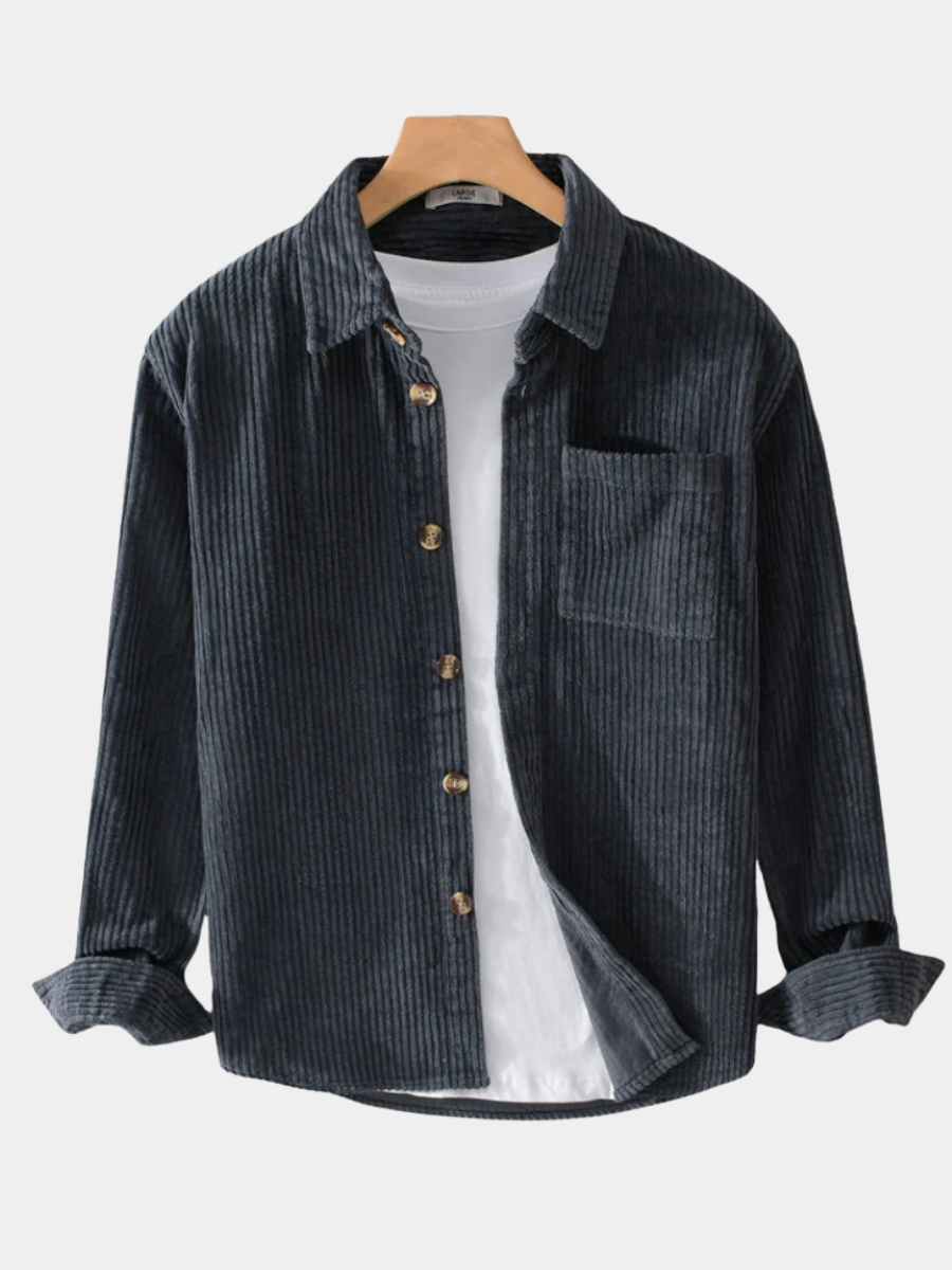 Chemise velours côtelé homme col classique style élégant