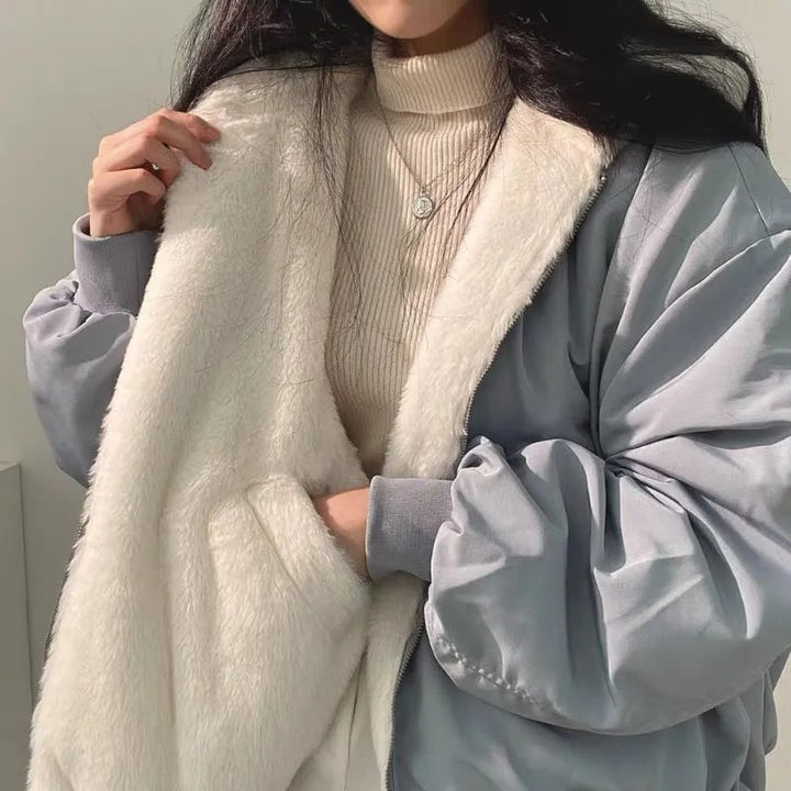 Chaqueta de invierno para mujer, de doble capa, diseño elegante y corte entallado