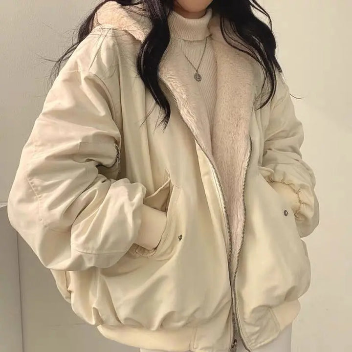 Chaqueta de invierno para mujer, de doble capa, diseño elegante y corte entallado