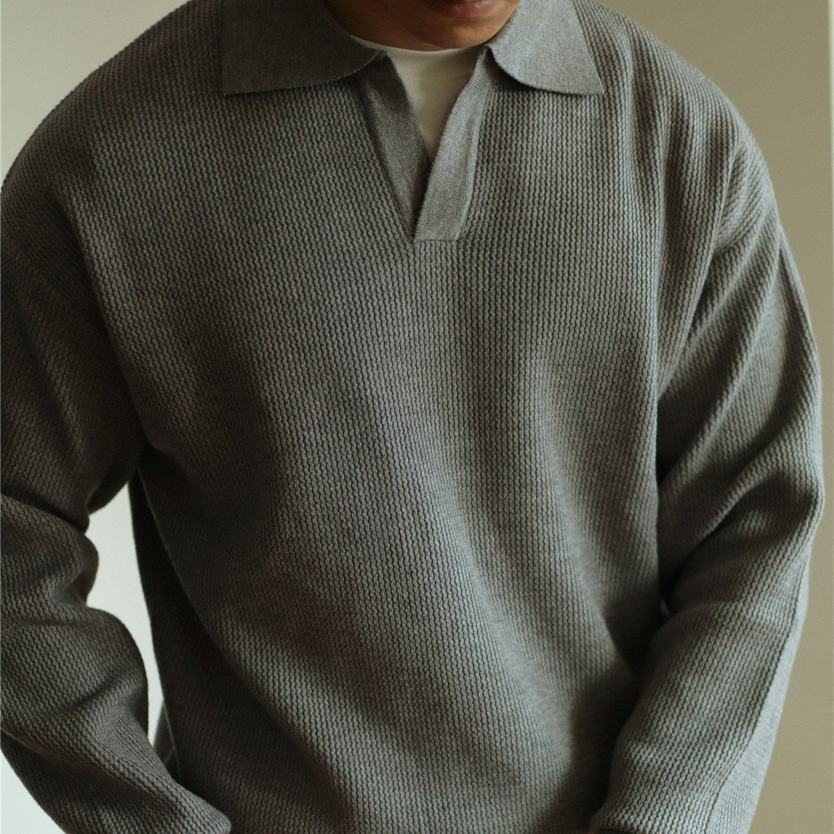 Polo clásico de punto para hombre, de elegancia informal
