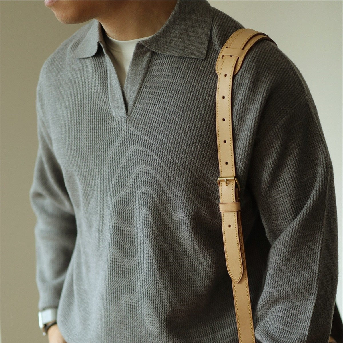 Polo clásico de punto para hombre, de elegancia informal