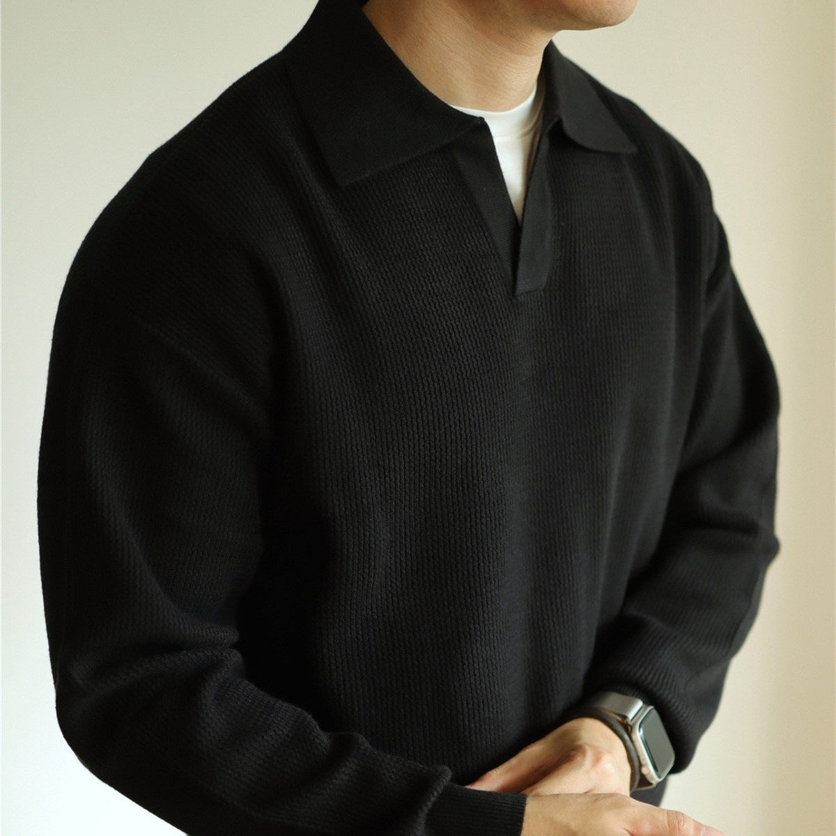 Polo clásico de punto para hombre, de elegancia informal