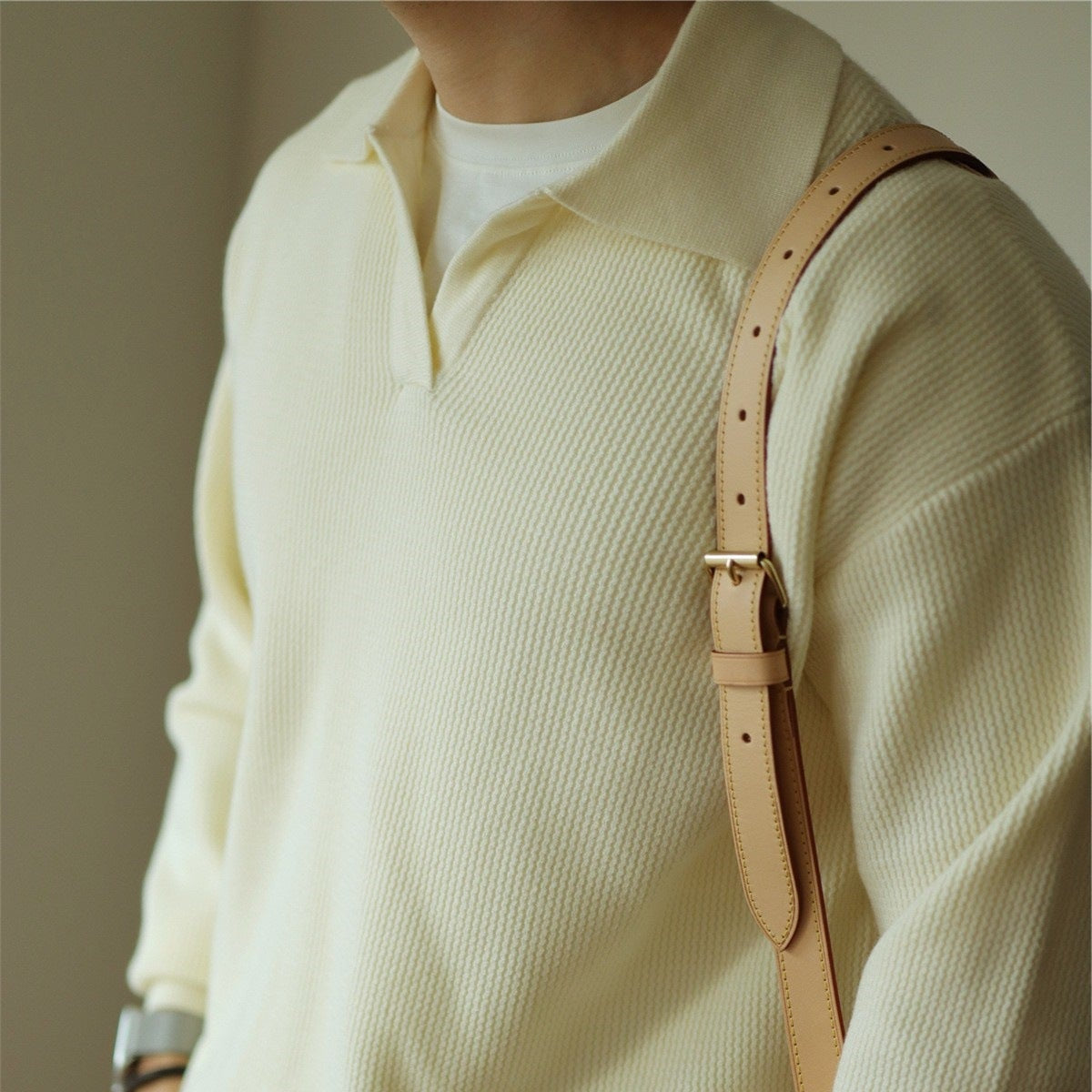 Polo clásico de punto para hombre, de elegancia informal