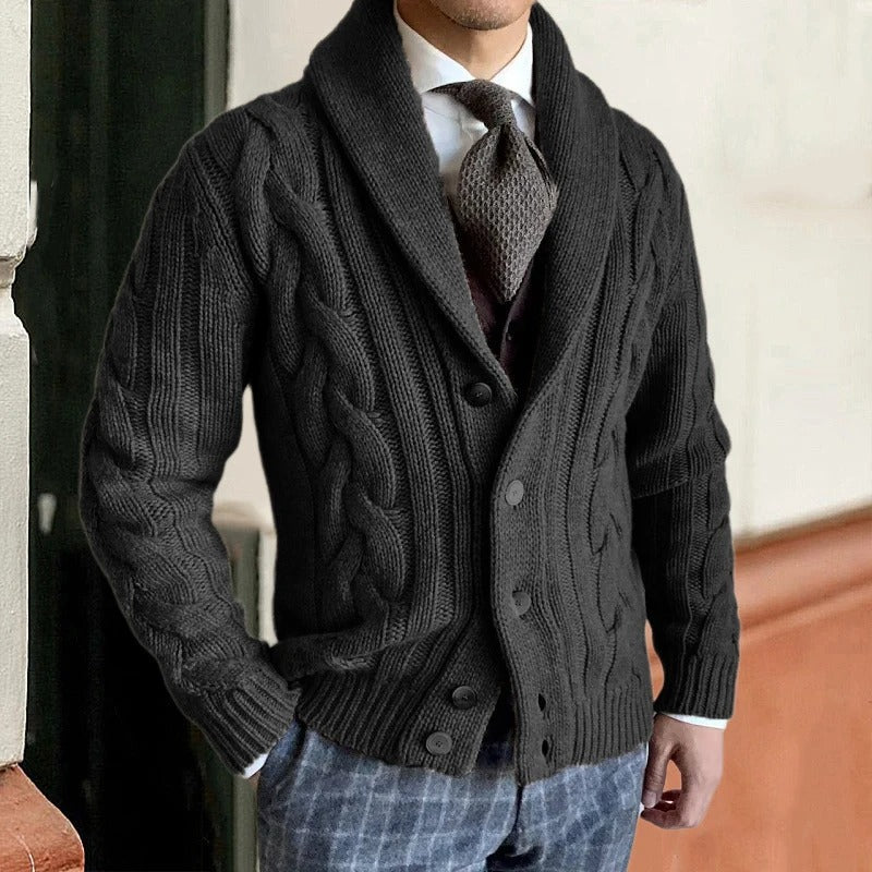 Cardigan homme tricot chaud coupe cintrée élégance raffinée