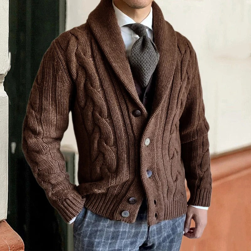 Cardigan homme tricot chaud coupe cintrée élégance raffinée