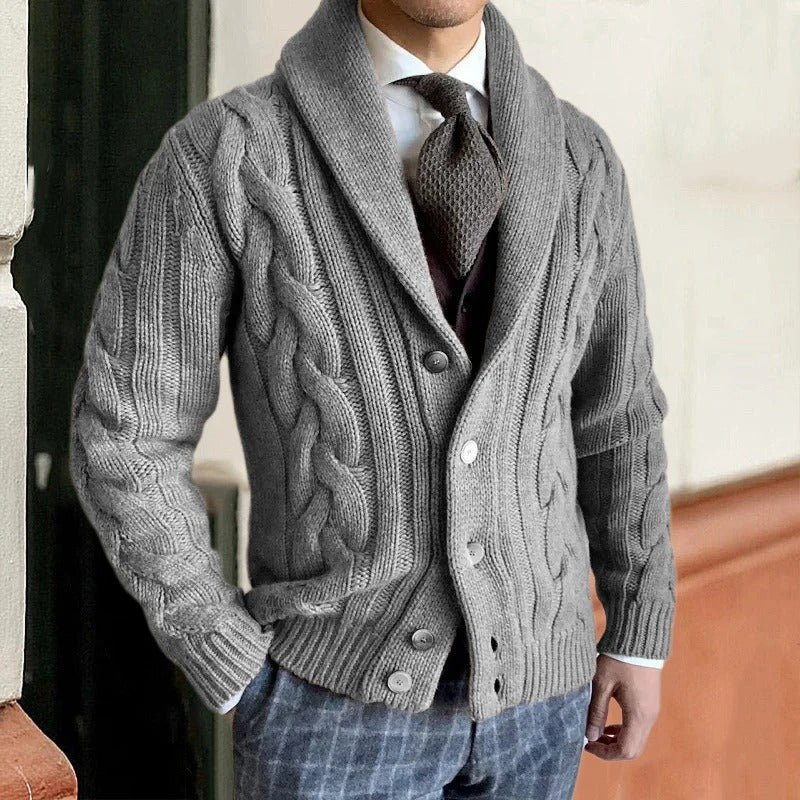 Cardigan homme tricot chaud coupe cintrée élégance raffinée