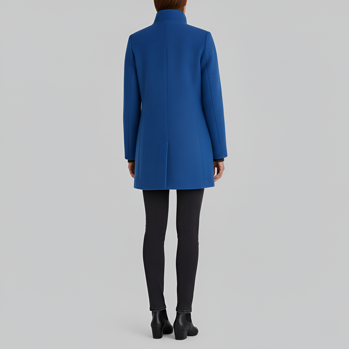 Manteau en Laine Col Montant Fermeture Boutonnée pour Femme
