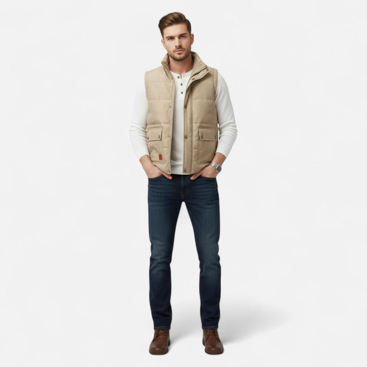 Gilet sans manches homme bodywarmer élégant coupe sobre