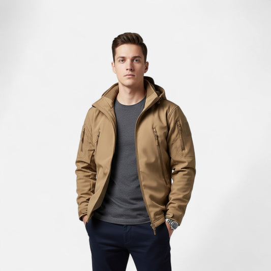 Giacca softshell impermeabile da uomo, traspirante, con cappuccio per l’outdoor