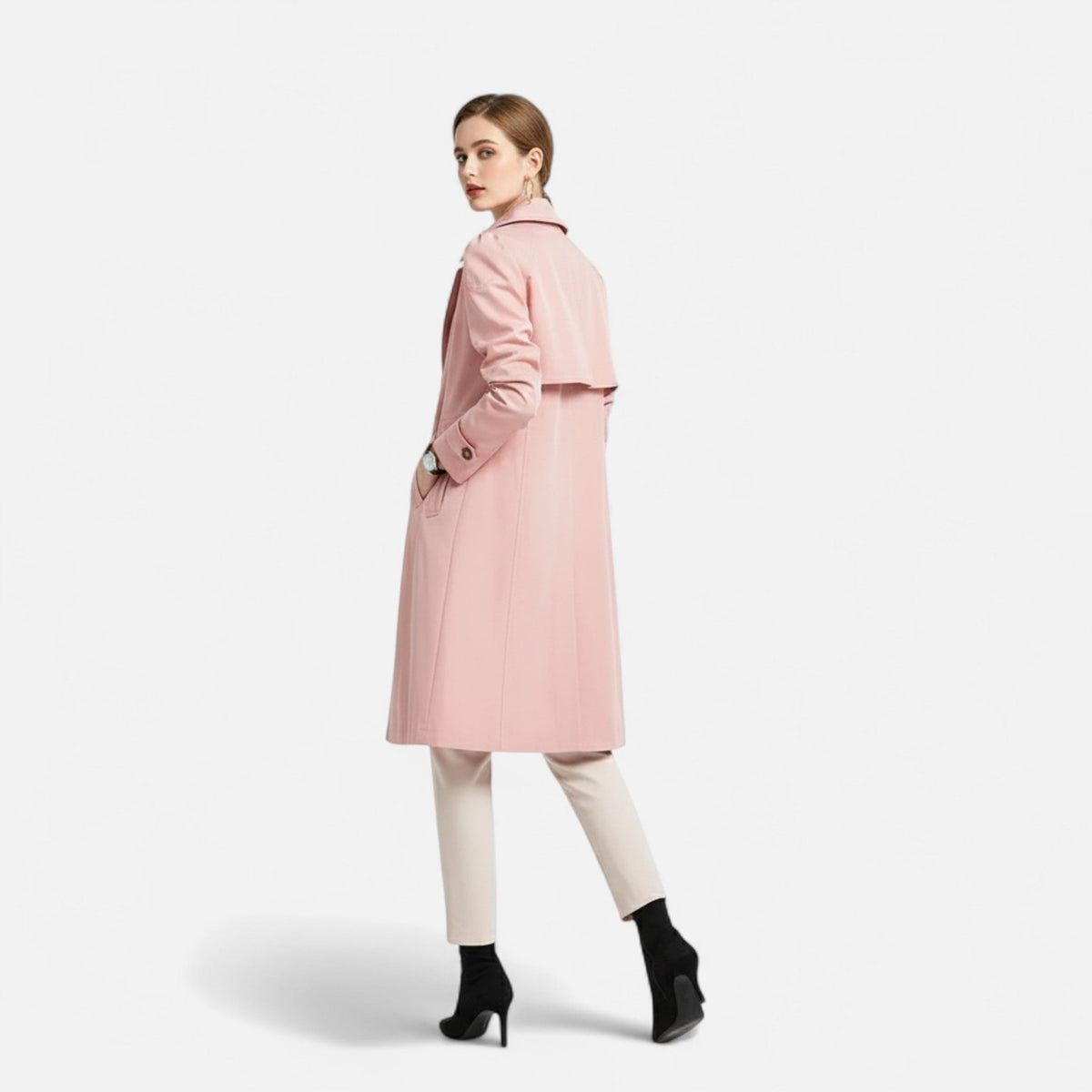 Trench Ceinturé Coupe Fluide Taille Soulignée pour Femme