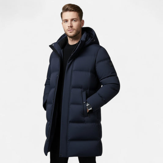 Prémiová pánská zimní parka s kapucí a zateplením, elegantní celoplošné provedení