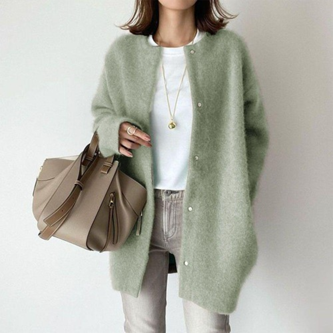Elegant casual women's knit cardigan with V-neck