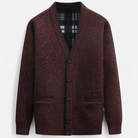 Men's elegant, comfortable winter V-neck knit cardigan