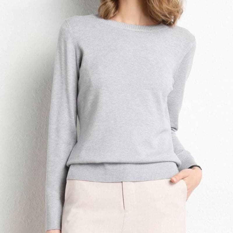 Pull en Cachemire Col Rond Finitions Côtelées pour Femme