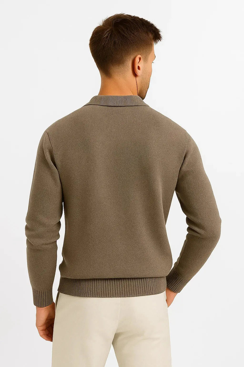 Pull Polo en Coton Col Structuré Boutonné pour Homme