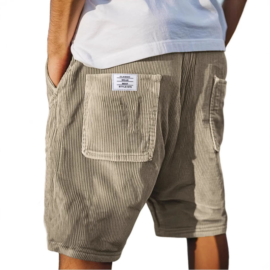 Short décontracté en velours pour homme — bermuda de loisirs à poches