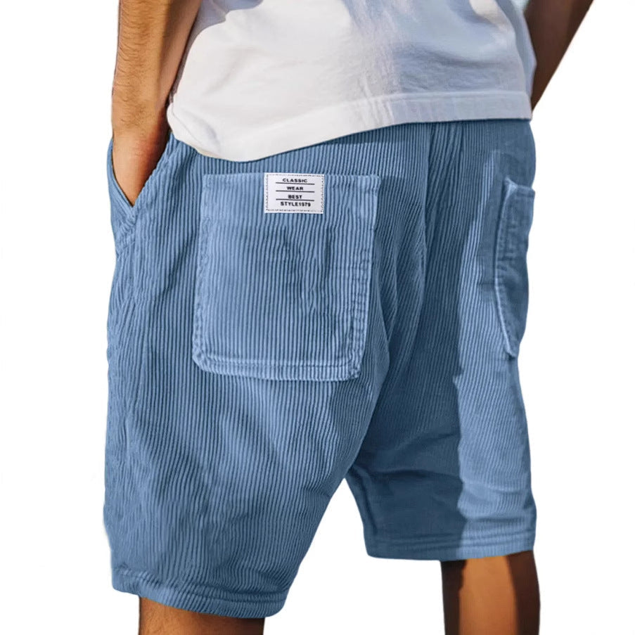 Short décontracté en velours pour homme — bermuda de loisirs à poches