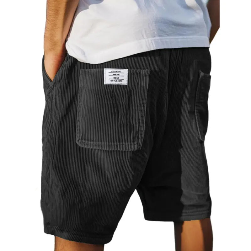 Short décontracté en velours pour homme — bermuda de loisirs à poches
