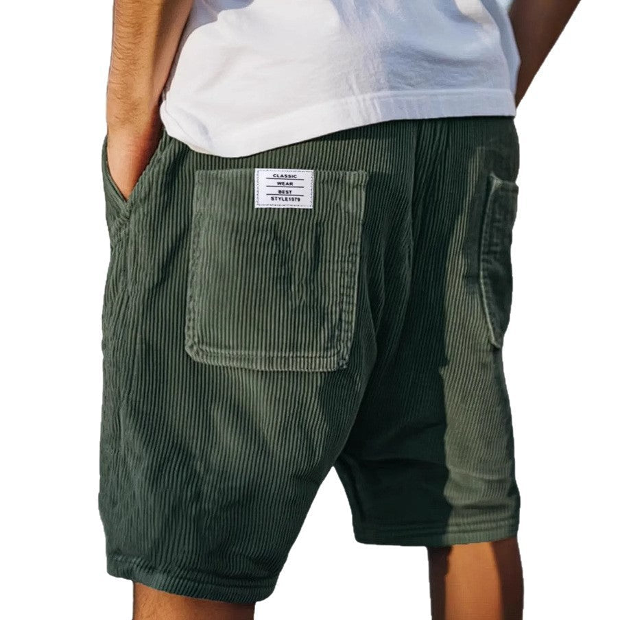 Short décontracté en velours pour homme — bermuda de loisirs à poches