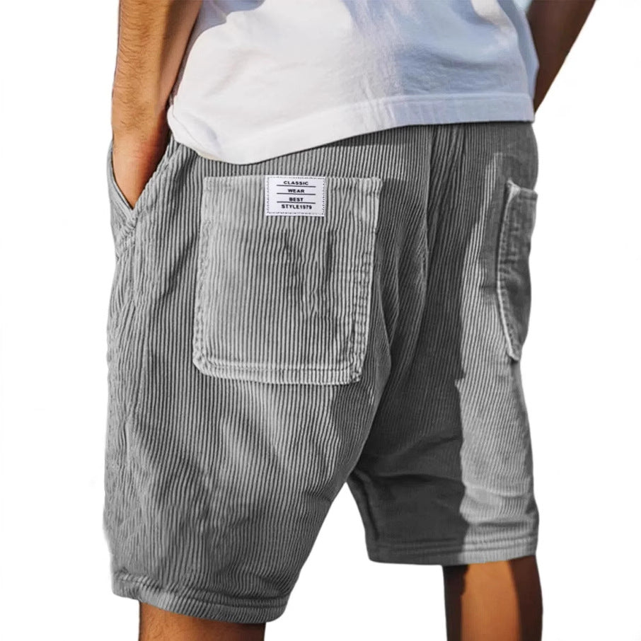 Short décontracté en velours pour homme — bermuda de loisirs à poches