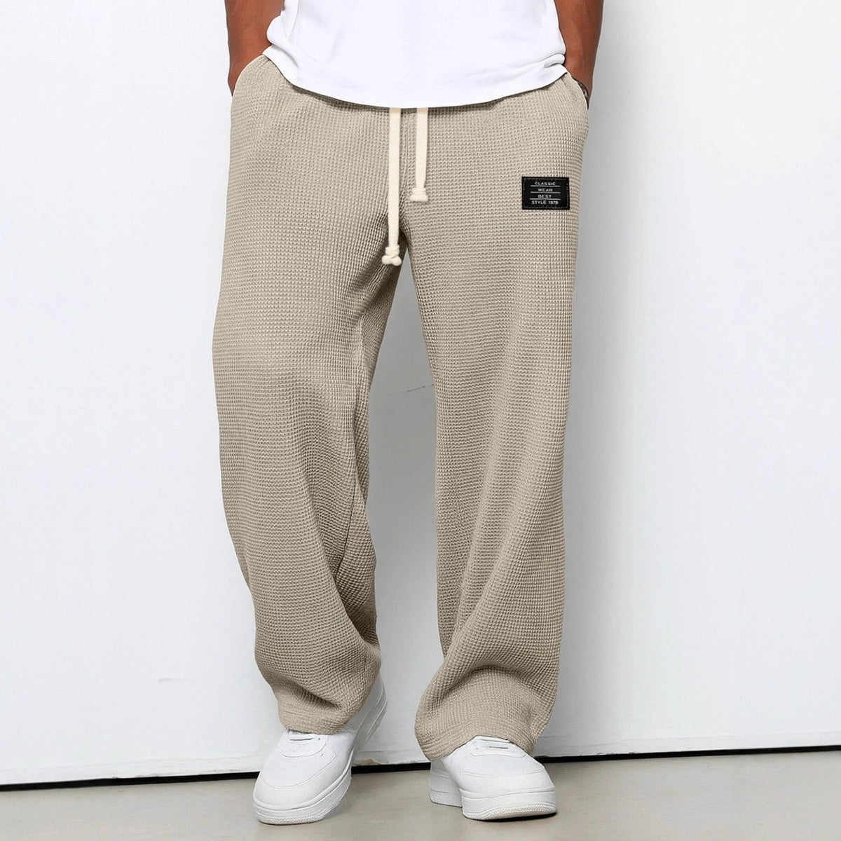 Pantalon homme quotidien coupe décontractée taille réglable léger