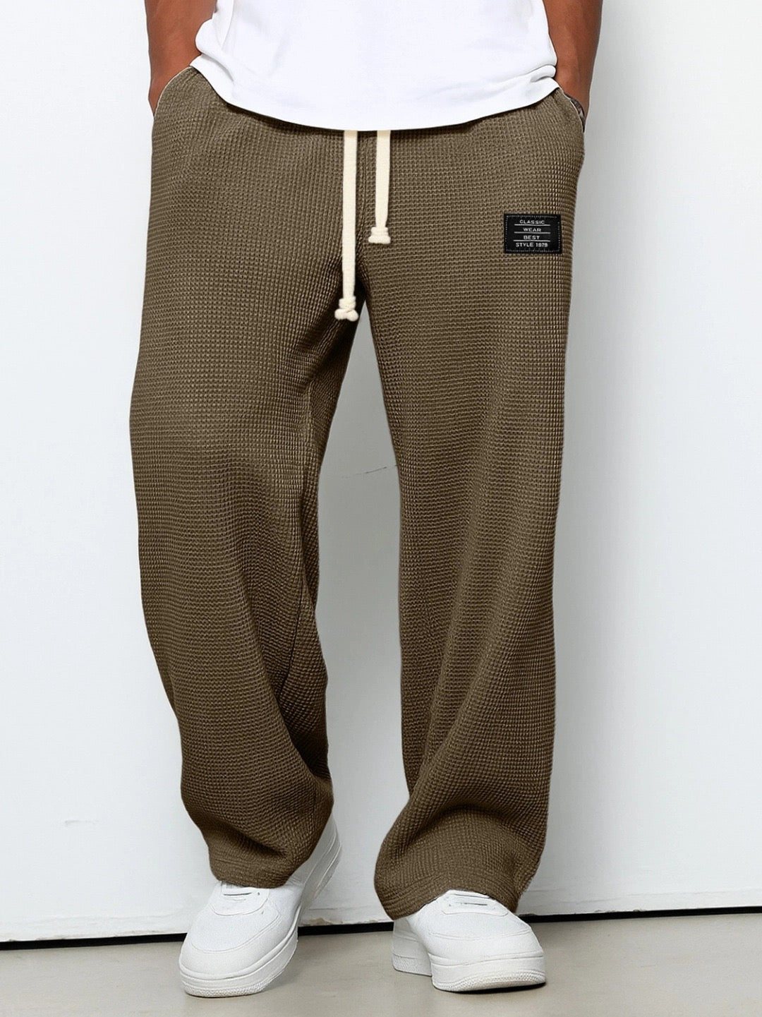 Pantalon homme quotidien coupe décontractée taille réglable léger