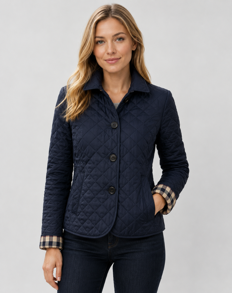 Veste matelassée femme transition col boutons élégante