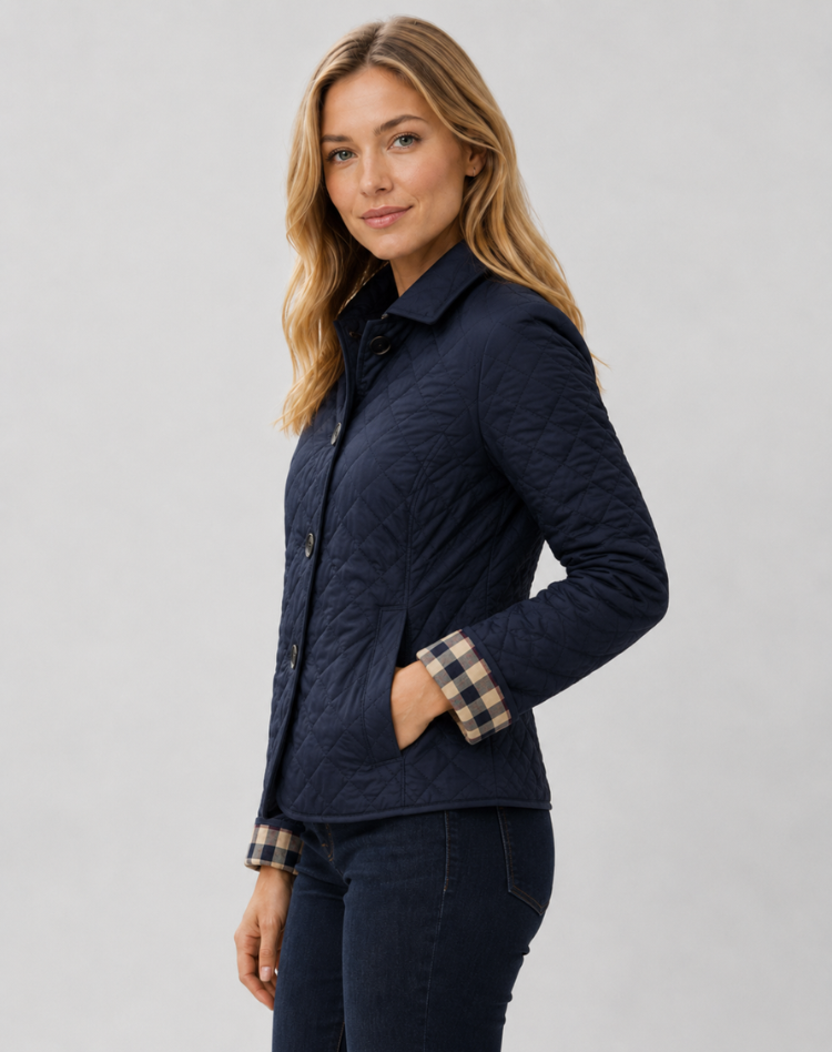 Veste matelassée femme transition col boutons élégante